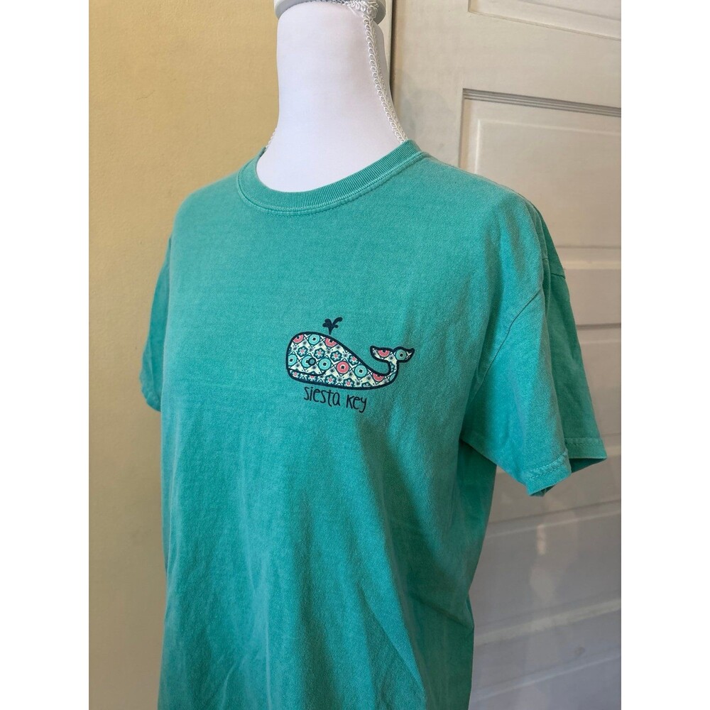 Women's cotton tshirt tee top Blue siesta key whale Paisley beach summer crew - Picture 2 of 5